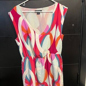 Marciano Silk Dress in Pink blue purple and White